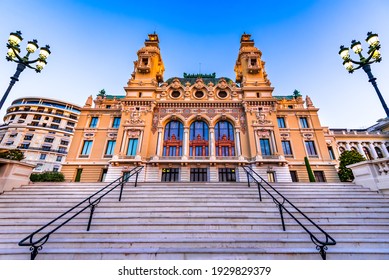 Monte Carlo, Monaco. The Opera House in French Riviera, Cote de Azur, Europe.