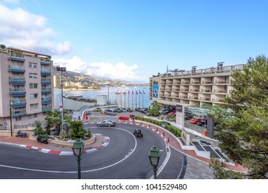 Monte Carlo, Monaco September 2017. Circuit De Monaco Is A Street Road F1 Passing Through City Streets.