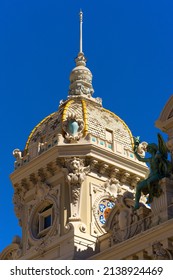 Monte Carlo, Monaco - September 2021: The Iconic Monte Carlo Casino And Its Adjoining Opera De Monte-Carlo Have Been Colorful Landmarks In The Principality Of Monaco For More Than A Century. 