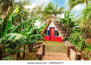 Monte Palace, Tropical Garden with Waterfalls, Lakes and traditional buildings above the city of Funchal  - Powered by Shutterstock