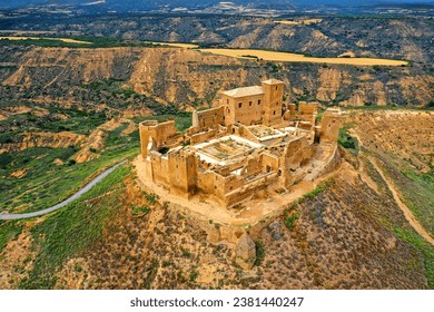Montearagon castle in the Aragon region, castle near Huesca, Spain
