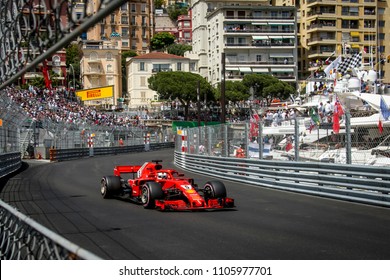 Monte-Carlo, Monaco. 27/05/2018. Grand Prix of Monaco. F1 World Championship 2018. Sebastian Vettel, Ferrari.