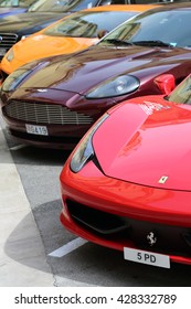 Monte-Carlo, Monaco - May 28, 2016: Beautiful Exotic Cars Line Up in the Street of Monte-Carlo Monaco