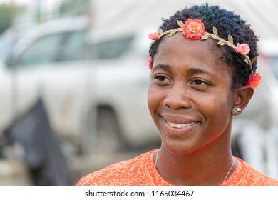 Montego Bay, Jamaica - February 13 2016: Shelly Ann Fraser Pryce After Anchoring And Winning The 4x100M Relay At The 2016 Milo Western Relays In The Catherine Hall Stadium, Montego Bay, Jamaica.