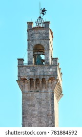 Montepulciano Communal Palace Tower, Designed By Michelozzo,15th Century. Province Of Siena, Tuscany, Italy.