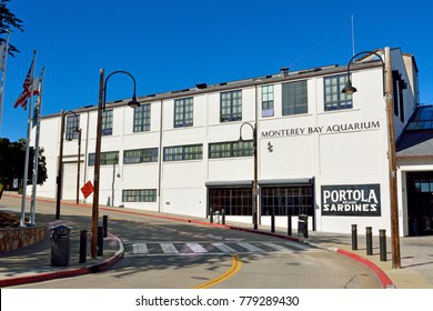 Monterey, California, United States Of America - November 29, 2017. Exterior View Of Monterey Bay Aquarium Building In Monterey, CA.