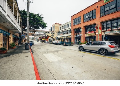 Monterey, California, USA - October 31, 2022. Historic Cannery Row In Downtown Monterey City, California, Street View