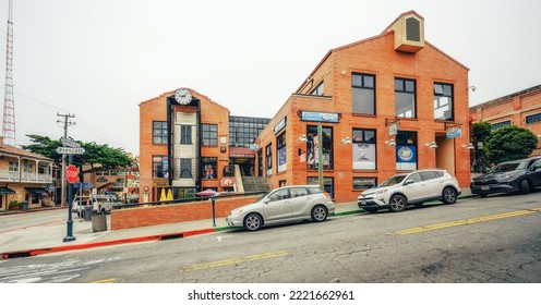 Monterey, California, USA - October 31, 2022. Historic Cannery Row In Downtown Monterey City, California, Street View