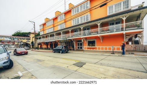 Monterey, California, USA - October 31, 2022. Historic Cannery Row In Downtown Monterey City, California, Street View