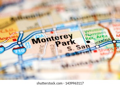 Monterey Park. California. USA On A Geography Map