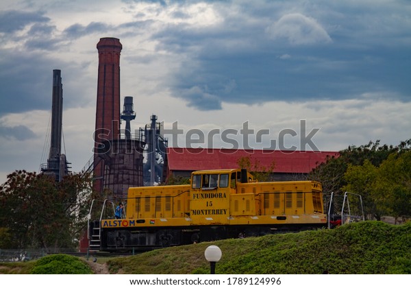 Monterrey Mexico on January\
13, 2013. View of a train car in an industrial park in Monterrey\
Mexico. 