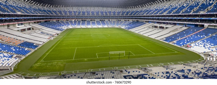 Monterrey, Nuevo Leon, Mexico, December 31, 2015: Inside View Of  Soccer Stadium Of Mexican Team Rayados