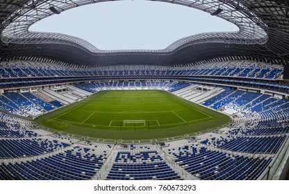 Monterrey, Nuevo Leon, Mexico, December 31, 2015: Inside View Of  Soccer Stadium Of Mexican Team Rayados