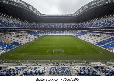 Monterrey, Nuevo Leon, Mexico, December 31, 2015: Inside View Of  Soccer Stadium Of Mexican Team Rayados