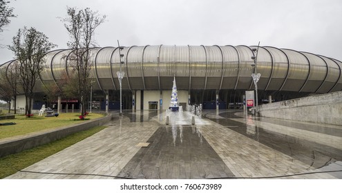 Monterrey, Nuevo Leon, Mexico, December 31, 2015: External View Of Modern Soccer Stadium Of Team Rayados