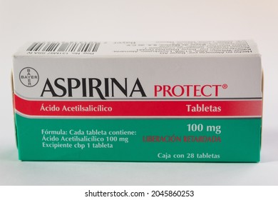 Monterrey, Nuevo Leon, Mexico - September 22, 2021: Aspirin Is Used As A Treatment For Covid Patients In Mexico