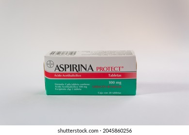 Monterrey, Nuevo Leon, Mexico - September 22, 2021: Aspirin Is Used As A Treatment For Covid Patients In Mexico