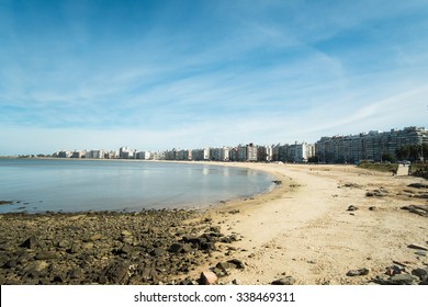 Montevideo Beach And Skyline On A Sunny Day