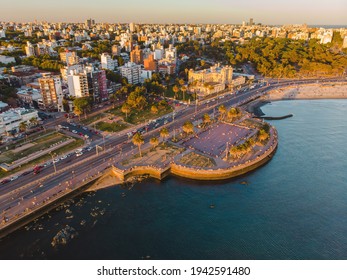 Montevideo Siafront At Sunset Uruguay