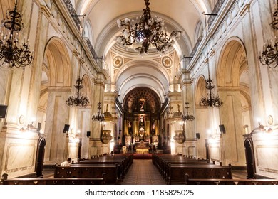 MONTEVIDEO, URUGUAY - FEB 19, 2015: Interior Of Catholic Metropolitan Cathedral In Montevideo, Uruguay