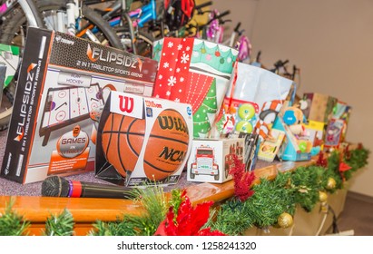 MONTGOMERY, ALABAMA - DECEMBER 13, 2018:  Local Church Charity Toy Drive:  Local Church Amasses Hundreds Of Toys As Part Of A Charity Toy Drive For Needy Children Of Montgomery, Alabama.