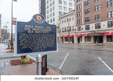 Montgomery, Alabama: December 20, 2019:  Rosa Parks And The Montgomery Bus Boycott Sign In The City Of Montgomery.   Montgomery Is The Capital Of Alabama.