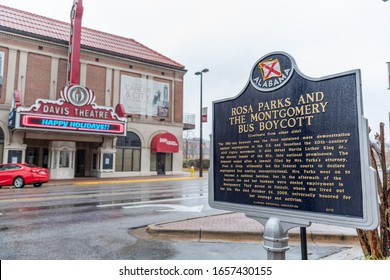 Montgomery, Alabama: December 20, 2019:  Rosa Parks And The Montgomery Bus Boycott Sign In The City Of Montgomery.   Montgomery Is The Capital Of Alabama.