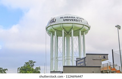 MONTGOMERY, ALABAMA - JULY 1, 2018:  Alabama State University Water Tower: 
 Alabama State University Water Tower Overlooks Wheeler Watkins Baseball Complex In Montgomery, Alabama.