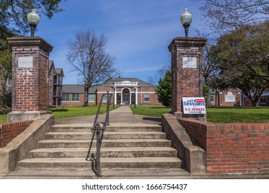 MONTGOMERY, ALABAMA - MARCH 8, 2020:  Jeff Sessions Sign on College Campus:  Former Attorney General Jeff Sessions sign on Huntington College campus in Montgomery, Alabama.