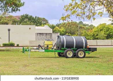 MONTGOMERY, ALABAMA - SEPTEMBER 22, 2018: Portable Water Trailer With Five Hundred Gallon Tank:  Portable Water Trailer With Five Hundred Gallon Tank On A Military Base.