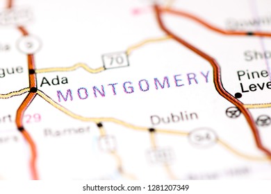 Montgomery. Alabama. USA On A Map