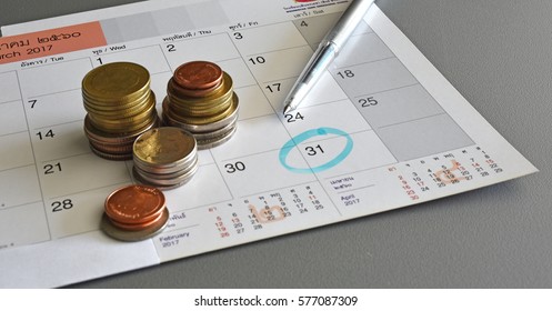 Monthly Saving And Planning Money For Expense Business Finance And Loan Concept