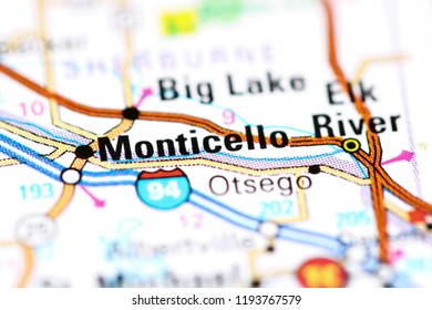 Monticello. Minnesota. USA On A Map