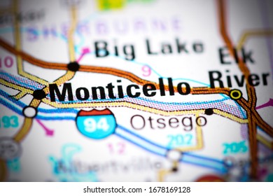 Monticello. Minnesota. USA On A Map