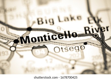 Monticello. Minnesota. USA On A Map