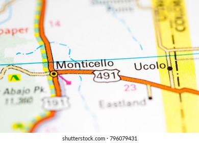 Monticello. Utah. USA On A Map