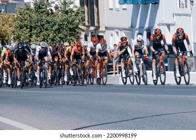 Montilla, Spain, September 2022 Tour Of Spain Platoon Of Cyclists