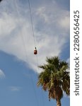 Montjuic park in Barcelona with cable car blue sky. High quality photo