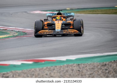 MONTMELO, SPAIN - February 25, 2022: Lando Norris, from the United Kingdom competes for the McLaren F1 Team at the winter testing of the 2022 FIA Formula 1 championship.