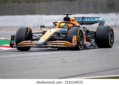 MONTMELO, SPAIN - February 25, 2022: Lando Norris, from the United Kingdom competes for the McLaren F1 Team at the winter testing of the 2022 FIA Formula 1 championship.