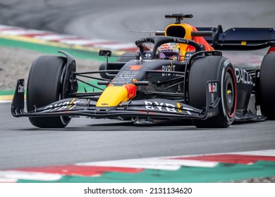 MONTMELO, SPAIN - February 25, 2022: Max Verstappen, from Netherlands competes for the Red Bull Racing at the winter testing of the 2022 FIA Formula 1 championship.