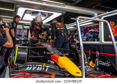 MONTMELO, SPAIN - March 22, 2022: Max Verstappen, from Netherlands competes for Red Bull Racing. Race day, round 06 of the 2022 F1 championship. - Shutterstock ID 2159788129