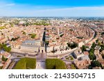 Montpellier aerial panoramic view. Montpellier is the capital city of the Herault department in southern France.