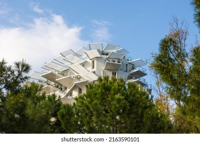 Montpellier, France - 05 09 2022 : Building Of The Arbre Blanc, On The Banks Of The Lez River, In Montpellier