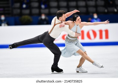 Montpellier, FRANCE - 26th March 2022: Charlene GUIGNARD  Marco FABBRI (ITA) Performs Free Skating At World Figure Skating Championship Montpellier 2022