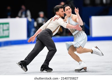 Montpellier, FRANCE - 26th March 2022: Charlene GUIGNARD  Marco FABBRI (ITA) Performs Free Skating At World Figure Skating Championship Montpellier 2022