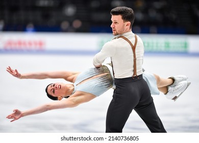 Montpellier, FRANCE - 26th March 2022: Charlene GUIGNARD  Marco FABBRI (ITA) Performs Free Skating At World Figure Skating Championship Montpellier 2022