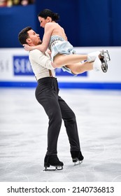 Montpellier, FRANCE - 26th March 2022: Charlene GUIGNARD  Marco FABBRI (ITA) Performs Free Skating At World Figure Skating Championship Montpellier 2022