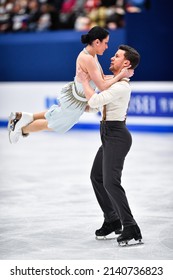 Montpellier, FRANCE - 26th March 2022: Charlene GUIGNARD  Marco FABBRI (ITA) Performs Free Skating At World Figure Skating Championship Montpellier 2022