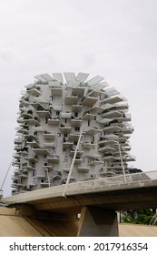 Montpellier , Occitanie France - 07 25 2021 : Montpellier L’Arbre Blanc Translate In The White Tree Building In Antigone District In South French City